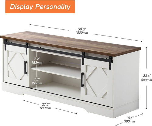 Farmhouse Sliding Barn Door TV Stand for Tvs up to 65 Inch, Modern