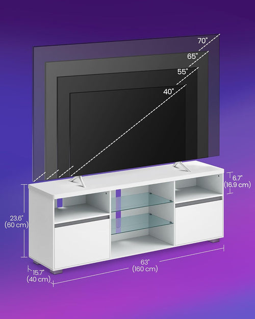 TV Stand with LED Lights for Tvs up to 70 Inch, Entertainment Center