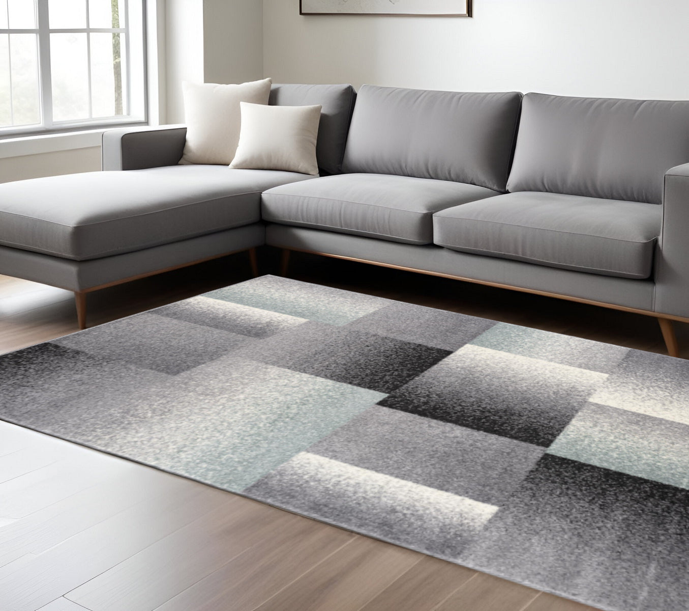 8' X 11' Gray Modern Geometric Area Rug