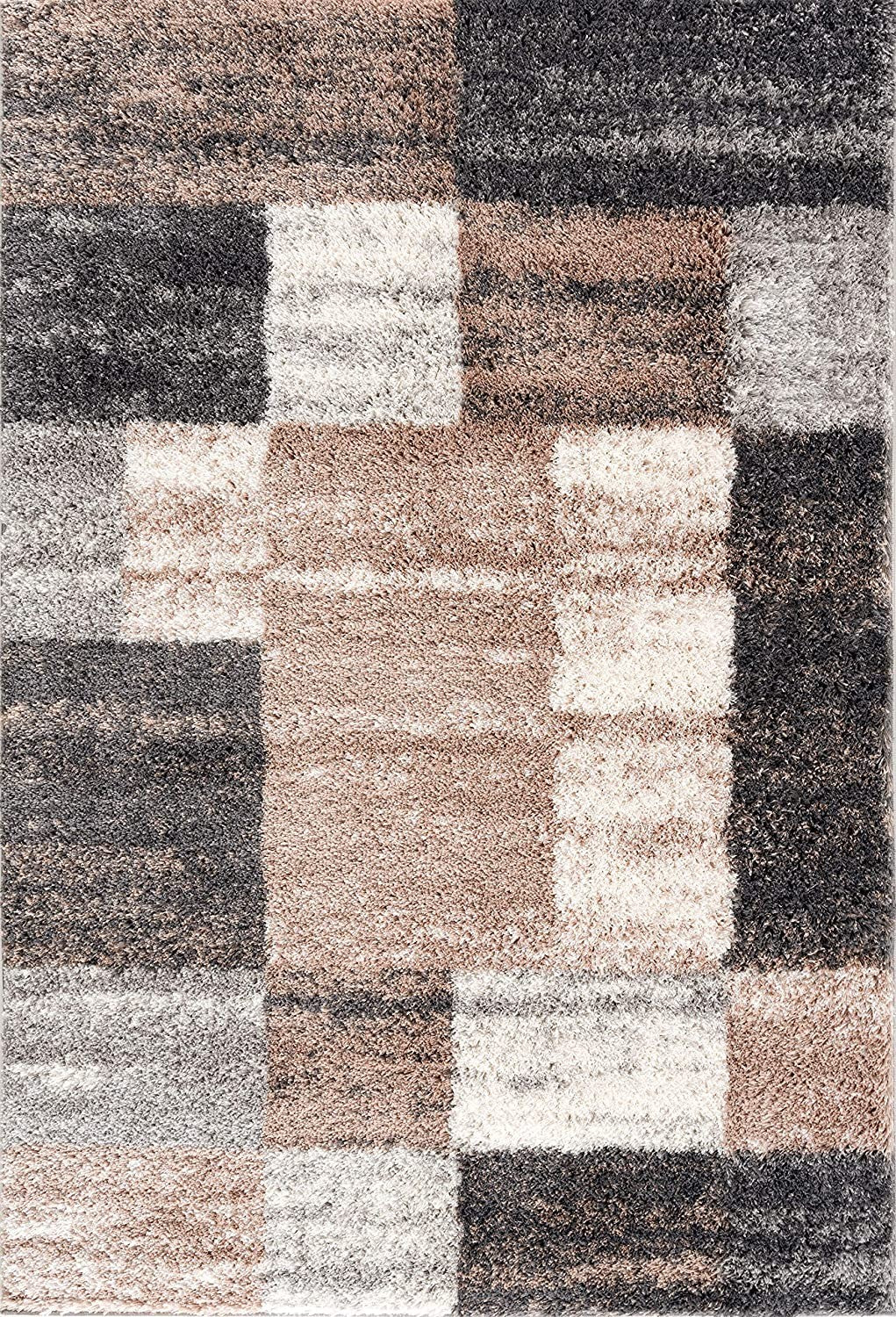5' X 8' Beige Modern Blocks Area Rug