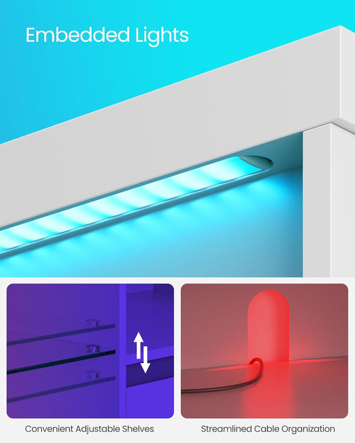 TV Stand with LED Lights for Tvs up to 70 Inch, Entertainment Center