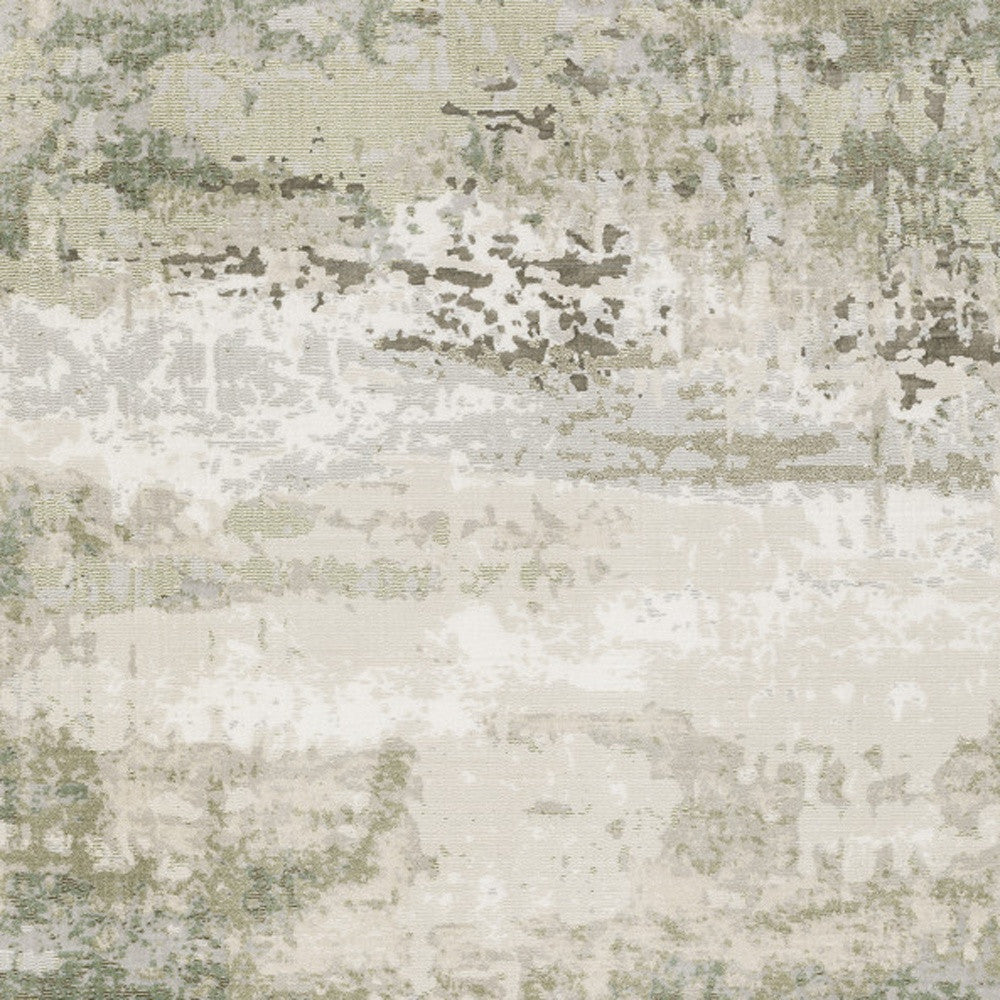5' X 8' Beige And Green Abstract Distressed Area Rug