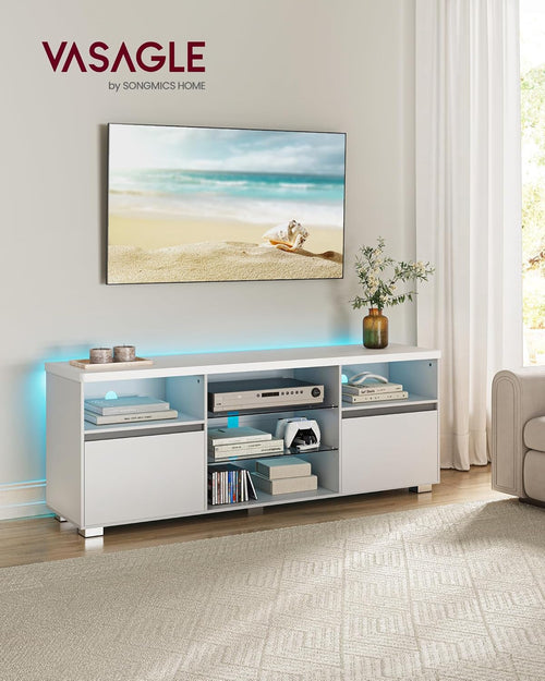 TV Stand with LED Lights for Tvs up to 70 Inch, Entertainment Center