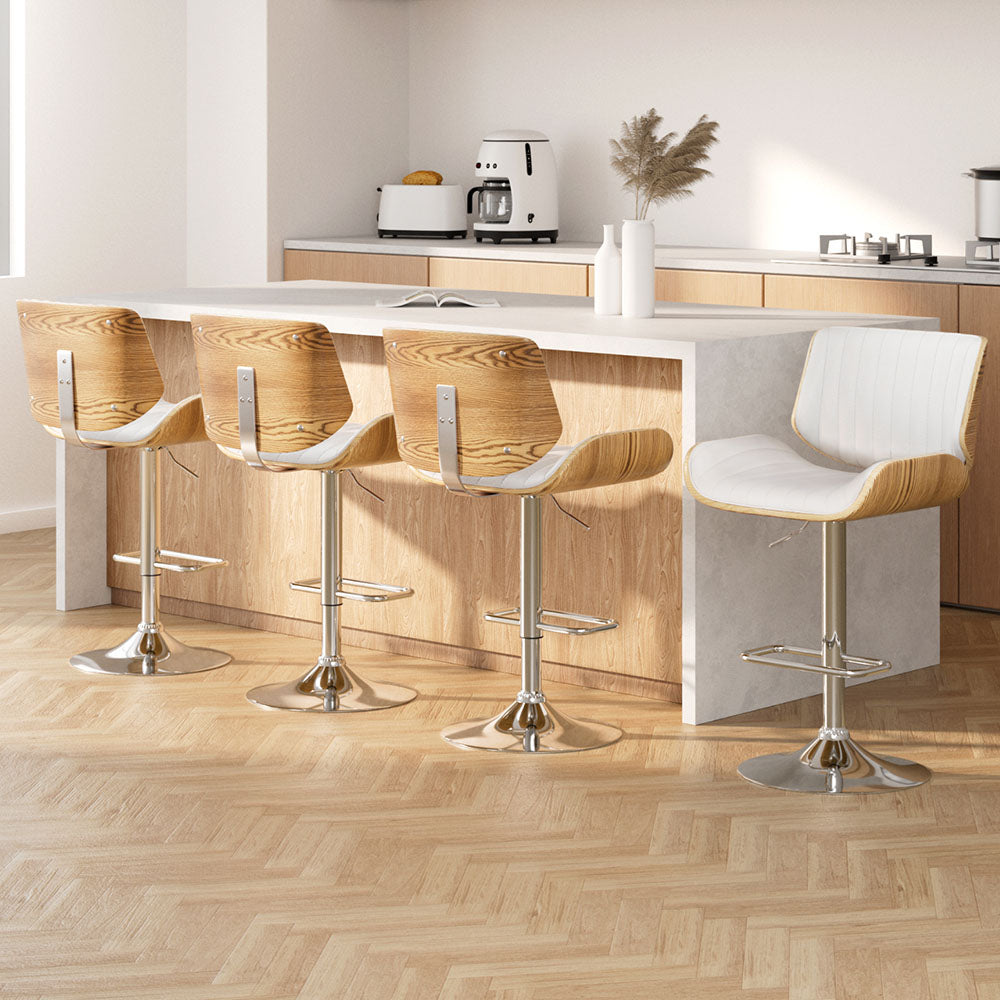 NNEDSZ Artiss 4x Bar Stools Adjustable Leather Chairs