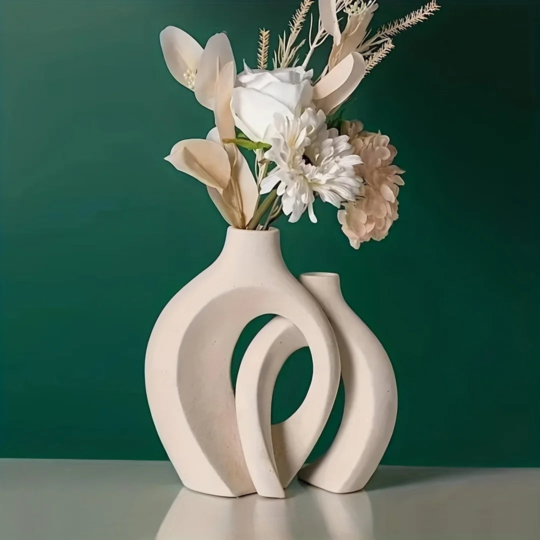 NNEOBA Hollow Ceramic Vase Set for Modern Decor